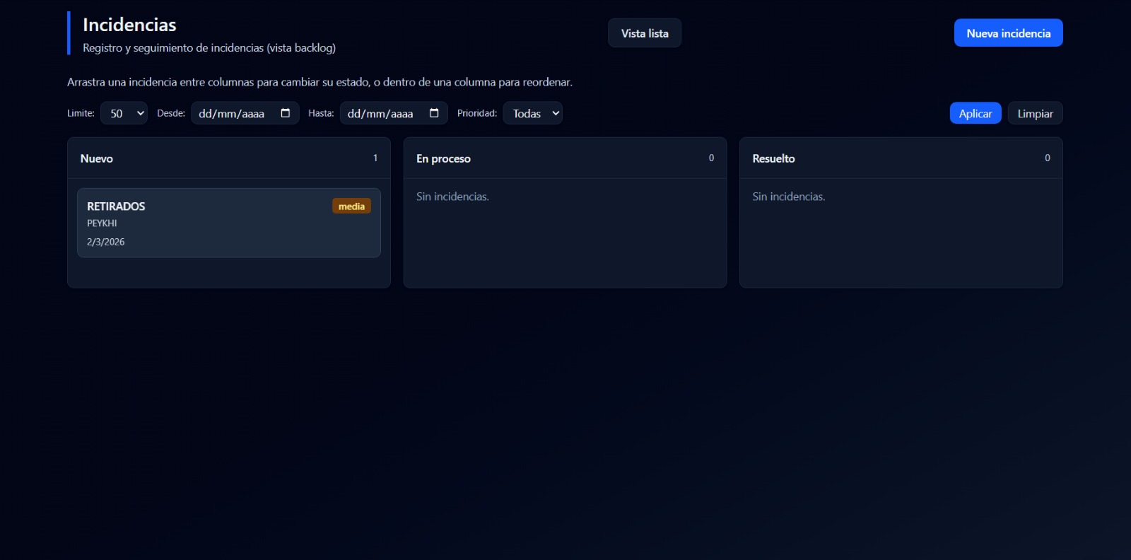 Captura de postventa e incidencias
